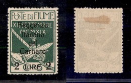 Occupazioni I Guerra Mondiale - Fiume - 1920 - 2 Lire Su 5 Cent (144t) Senza Emblema Al Retro - Gomma Originale (220) - Other & Unclassified