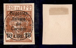 Occupazioni I Guerra Mondiale - Fiume - 1920 - 10 Lire Su 20 Cent Reggenza Del Carnaro (146) Usato Su Frammento - Molto  - Sonstige & Ohne Zuordnung