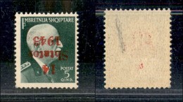 Occupazioni II Guerra Mondiale - Occupazione Tedesca - Albania - 1943 - 5 Qind Soprastampato (4a) - Soprastampa Capovolt - Sonstige & Ohne Zuordnung