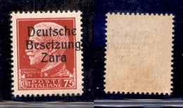 Occupazioni II Guerra Mondiale - Occupazione Tedesca - Zara - 1943 - 75 Cent (8f) - Soprastampa A Destra - Gomma Origina - Otros & Sin Clasificación