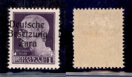 Occupazioni II Guerra Mondiale - Occupazione Tedesca - Zara - 1943 - 1 Lira (9e) - Soprastampa A Sinistra - Gomma Origin - Andere & Zonder Classificatie