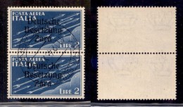 Occupazioni II Guerra Mondiale - Occupazione Tedesca - Zara - Posta Aerea - 1943 - 2 Lire (6) - Coppia Verticale Usata ( - Sonstige & Ohne Zuordnung