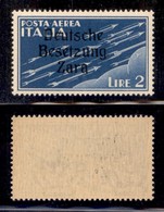 Occupazioni II Guerra Mondiale - Occupazione Tedesca - Zara - Posta Aerea - 1943 - 2 Lire (6q) - Z Con Ricciolo - Gomma  - Sonstige & Ohne Zuordnung