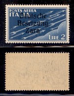 Occupazioni II Guerra Mondiale - Occupazione Tedesca - Zara - Posta Aerea - 1943 - 2 Lire (6q) - Z Con Ricciolo - Gomma  - Altri & Non Classificati