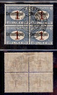 Uffici Postali All'Estero - Levante - Costantinopoli - Segnatasse - 1922 - Quartina Del 1 Lira (4) - Gomma Originale/int - Altri & Non Classificati