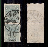 Colonie - Cirenaica - Segnatasse Per Vaglia - 1924 - 40 Cent (2) - Coppia Verticale Usata - Un Valore Con Foro Di Spillo - Sonstige & Ohne Zuordnung