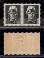 RSI - G.N.R. Brescia - 1943 - 15 Cent (472/Il + 472/I) - Coppia Con R Accostato A Sinistra - Gomma Integra - Other & Unclassified