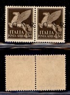 RSI - G.N.R. Brescia - Posta Aerea - 1943 - 50 Cent (118/Id) - Coppia (pos. 1/2) Con Soprastampe Spostate (punto A Caval - Sonstige & Ohne Zuordnung