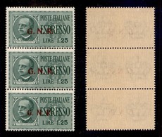 RSI - G.N.R. Brescia - Espressi - 1943 - Trittico Del 1,25 Lire (19/II + 19/IIa + 19/III) - Gomma Integra (1.200) - Altri & Non Classificati
