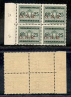 RSI - G.N.R. Brescia - Segnatasse - 1943 - 25 Cent (50/I) In Quartina - Gomma Integra (120+) - Other & Unclassified