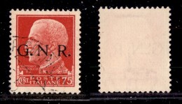 RSI - G.N.R. Verona - 1944 - 75 Cent (478iad) Usato A Verona (Titolare) - Punto Piccolo Dopo N - Non Catalogato - Cert.  - Otros & Sin Clasificación
