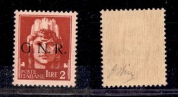 RSI - G.N.R. Verona - 1944 - 2 Lire (482iab) Con Punto Piccolo Dopo G - Gomma Integra - Oliva + Cert. AG (1.000) - Other & Unclassified