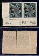 RSI - G.N.R. Verona - Posta Aerea - 1944 - 25 Cent (117d + 117d Errore Ccc) - Coppia Angolare (pos. 191/192) Con Decalco - Andere & Zonder Classificatie