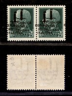 RSI - Provvisori - 1944 - Torino - 25 Cent (491b) - Coppia Orizzontale (pos. 35/36) Con Doppia Soprastampa (una A Cavall - Andere & Zonder Classificatie