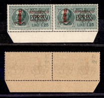 RSI - Espressi - 1944 - Roma - 1,25 Lire (21) - Coppia Orizzontale (pos. 46/47) Con Fusto Rotto In Basso A Destra - Gomm - Sonstige & Ohne Zuordnung