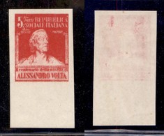 RSI - Saggi - 1945 - Volta - 5 Lire (Unificato 513D - Carta Bianca) Bordo Foglio - Non Dentellato - Gomma Integra - Other & Unclassified