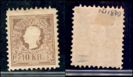 AUSTRIA - 1870 - Ristampe - 10 Kreuzer (14/II) - Gomma Originale - Andere & Zonder Classificatie