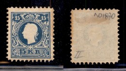 AUSTRIA - 1870 - Ristampe - 15 Kreuzer (15/II) - Gomma Originale - Altri & Non Classificati