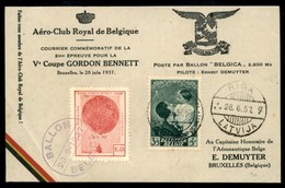 BELGIO - 1937 (20 Giugno) - Coppia Gordon Bennett/Ballon Belgica - Sonstige & Ohne Zuordnung