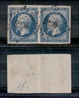 FRANCIA - 1853 - 20 Cent Azzurro Rosa (13 Ig) - Coppia - Molto Bella - Diena - Sonstige & Ohne Zuordnung