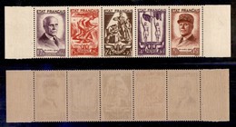FRANCIA - 1943 - Petain (589/593) - Serie Completa In Striscia Di 5 - Gomma Integra (100+) - Sonstige & Ohne Zuordnung