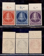 GERMANIA - Berlino - Berlino - 1953 - Campana (103/105) - 3 Valori Bordo Foglio - Gomma Integra (80+) - Andere & Zonder Classificatie