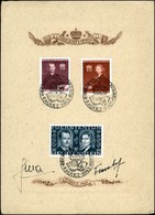 LIECHTENSTEIN - Nozze 7.3.43 (211/213) - Cartoncino Commemorativo Con Firme Autografe - Sonstige & Ohne Zuordnung