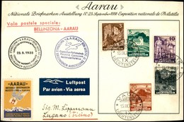 LIECHTENSTEIN - 1938 (23 Settembre) - Bellinzona Aaran - Aerogramma Da Vaduz A Lugano - Other & Unclassified