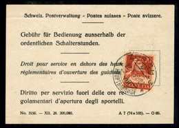 SVIZZERA - 1930 - Diritto Per Servizio - 20 Cent (165) Su Tagliando Ricevuta Del 22.1.30 - Autres & Non Classés