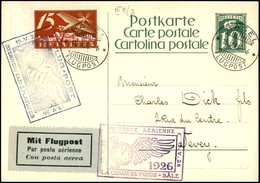 SVIZZERA - 1926 (15 Maggio) - La Chaux De Fonds Basilea + Sternenfeld Eplatures - Cartolina Postale Per Vevey - Andere & Zonder Classificatie
