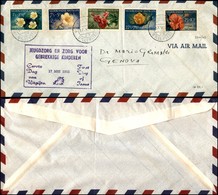 ANTILLE OLANDESI - Aerogramma Affrancato Con Fiori (43/47) - Serie Completa FDC Da Curacao A Genova Del 17.5.55 - Andere & Zonder Classificatie