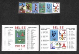 BELIZE - 1981 - Storia Delle Olimpiadi (563/568 + Block 36/37A) - Serie Completa + 2 Foglietti - Gomma Integra (80+) - Other & Unclassified