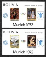 BOLIVIA - 1972 - Foglietti Dipinti Con Simbolo Munich ‘72 (Block 34/35) - 2 Foglietti - Gomma Integra (110) - Andere & Zonder Classificatie