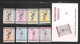 PARAGUAY - 1962 - Cooperazione Internazionale Sport I (1111/1118 + Block 29) - Serie Completa + Foglietto Non Dentellati - Other & Unclassified