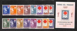 PARAGUAY - 1964 - Olimpiadi Tokyo (1265/1280 + Block 50) - Serie Completa Dentellati E Non + Foglietto - Gomma Integra ( - Sonstige & Ohne Zuordnung