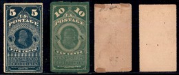 STATI UNITI D'AMERICA - 1865 - Ristampe - Newspaper Stampa 5 Cent (PR5) + 10 Cent (PR6 Difettoso) - Nuovi - Sempre Senza - Andere & Zonder Classificatie