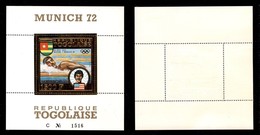 TOGO - 1973 - 1500 Franchi Spitz - Foglietto Vincitori Medaglie Olimpiadi Monaco (Block 70A) - Gomma Integra (170) - Andere & Zonder Classificatie