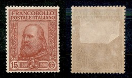 Regno - Posta Ordinaria - 1910 - 15 Cent Garibaldi (88) - Gomma Originale (70) - Altri & Non Classificati