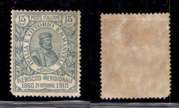 Regno - Posta Ordinaria - 1910 - 15+5 Cent Garibaldi (90) - Gomma Originale - Dentellatura Strappata Angolo Basso Sx - Altri & Non Classificati