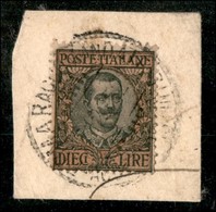 Regno - Posta Ordinaria - 1910 – 10 Lire Floreale (91) Su Frammento (225) - Altri & Non Classificati