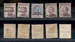 Regno - Posta Ordinaria - 1917 - Prestito Nazionale - 3 Diversi (1/3) Nuovi + 2 Diversi (1/2) Usati (115) - Otros & Sin Clasificación