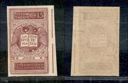 Regno - Posta Ordinaria - 1921 - 15 Cent Dante Alighieri (116f/ba) Non Dentellato Con Parti Di Filigrana - Gomma Integra - Other & Unclassified