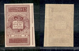 Regno - Posta Ordinaria - 1921 - 15 Cent Dante Alighieri (116f/ba) Non Dentellato Con Parti Di Filigrana - Gomma Integra - Altri & Non Classificati