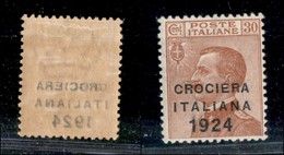Regno - Posta Ordinaria - 1924 - 30 Cent Crociera (163 Varieta F) - Leggero Decalco - Gomma Originale - Non Catalogato - Other & Unclassified