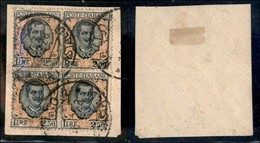 Regno - Posta Ordinaria - 1926 – 2.50 Lire Floreale (203) – Quartina Usata Su Frammento (140+) - Altri & Non Classificati