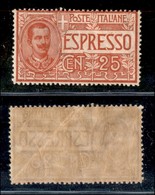 Regno - Espressi - 1903 - 25 Cent Espresso (1) - Gomma Integra Con Grinze Naturali (175) - Sonstige & Ohne Zuordnung