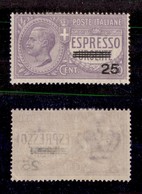 Regno - Espressi - 1917 - 25 Cent Su 40 Cent (3) - Gomma Originale - Soprastampa Slittata (100) - Other & Unclassified