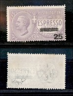 Regno - Espressi - 1917 - 25 Cent Su 40 Cent Espresso (3) Con Soprastampa Slittata Con Effetto Doppia Stampa - Senza Gom - Otros & Sin Clasificación