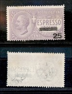 Regno - Espressi - 1917 - 25 Cent Su 40 Cent Espresso (3) Con Soprastampa Slittata Con Effetto Doppia Stampa - Senza Gom - Sonstige & Ohne Zuordnung