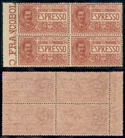 Regno - Espressi - 1920 - 50 Cent (4) - Quartina - Gomma Integra (65) - Otros & Sin Clasificación